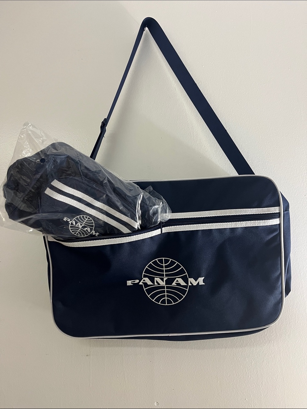 Pan Am Navy Retro Duffel Bag with White Trim
